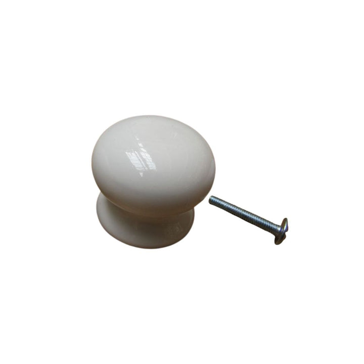 Old English White Plain Cupboard Knob 35mm
