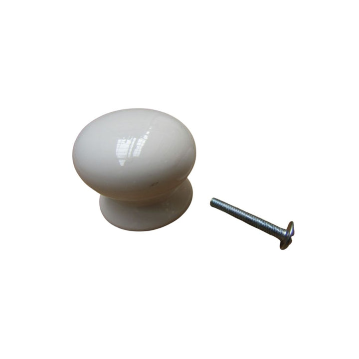 Old English White Plain Cupboard Knob 38mm
