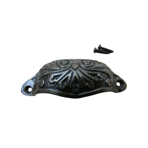 Ornate Cup Pull Handle Antique Brass
