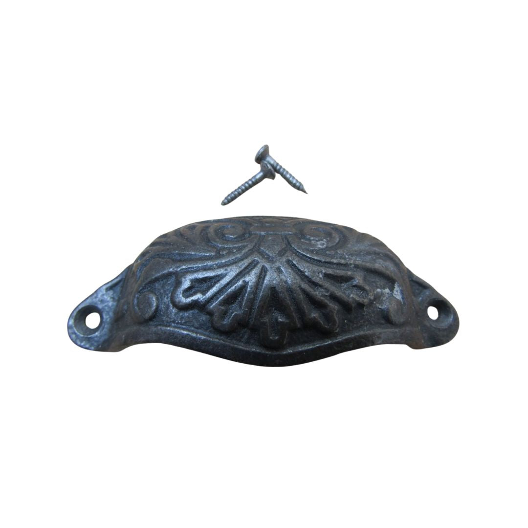 Ornate Cup Pull Handle Antique Iron
