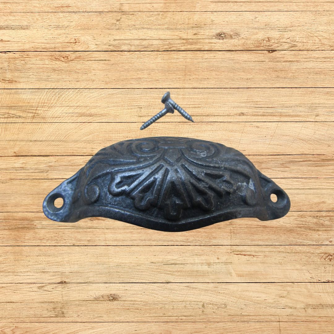 Ornate Cup Pull Handle Antique Iron
