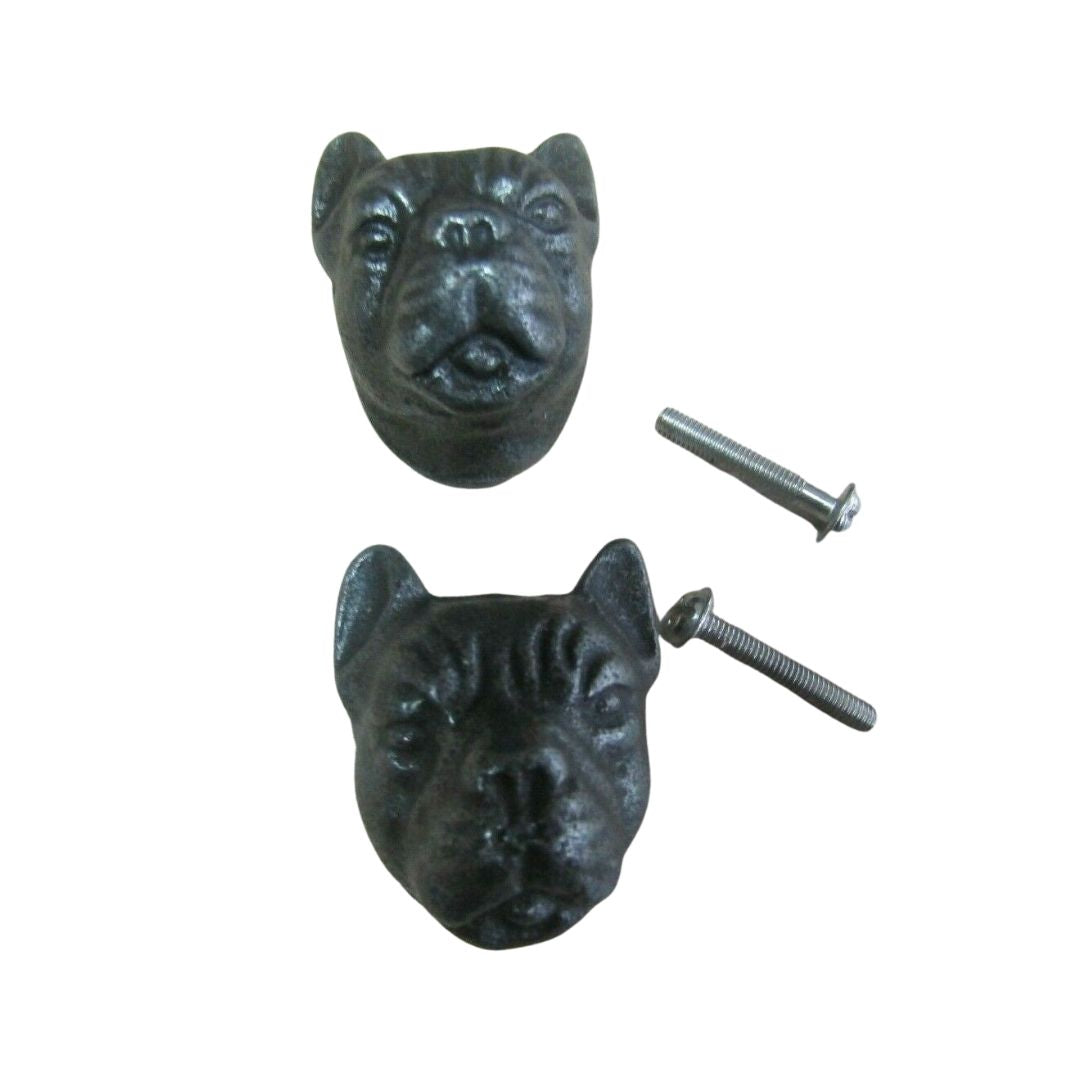 Bull Dog Cupboard Knob 40mm Antique Iron Finish Pack of 2 
