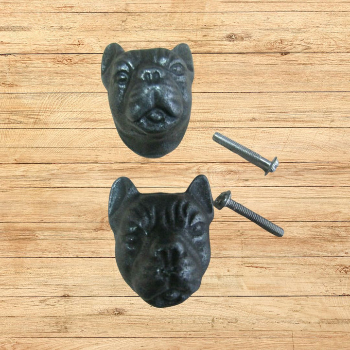 Bull Dog Cupboard Knob 40mm Antique Iron Finish Pack of 2 
