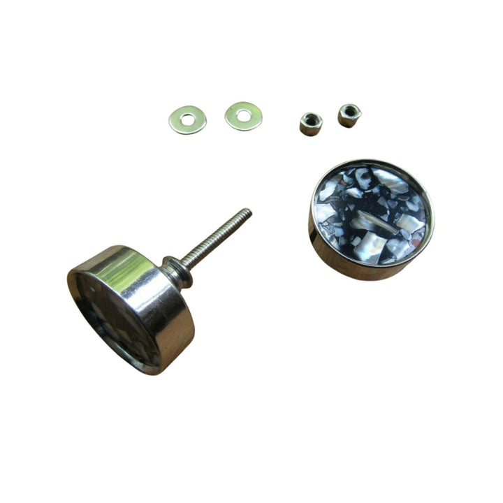 Pak van 2 ronde parelknoppen chroom