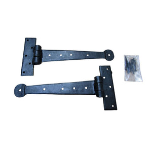 Pair of Penny End Cabinet Door Hinges Black Wax Finish 8"