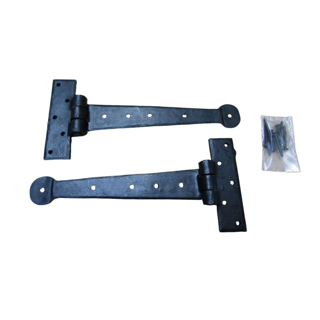 Pair of Penny End Cabinet Door Hinges Black Wax Finish 8"