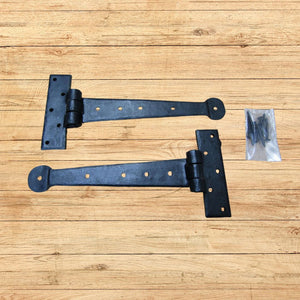 Pair of Penny End Cabinet Door Hinges Black Wax Finish 8"