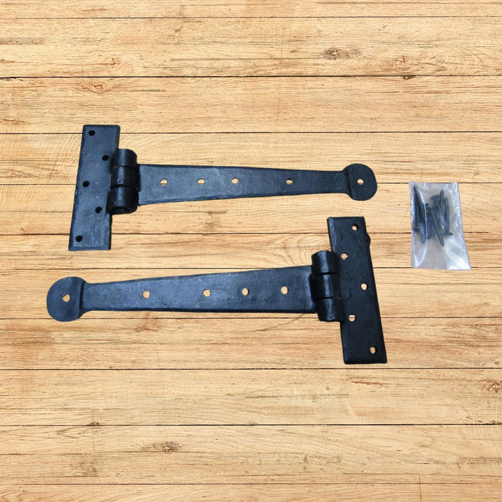 Pair of Penny End Cabinet Door Hinges Black Wax Finish 8"