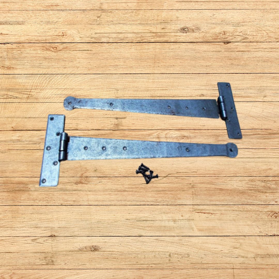 Pair of Penny end Cabinet Door hinge Antique Iron 10" 