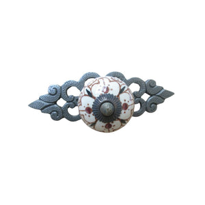 Patterned Cabinet Knob with Antique Iron Back Plate 