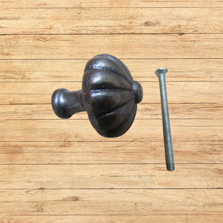 Pumpkin Fluted Cabinet Knob Antique Iron 32mm
