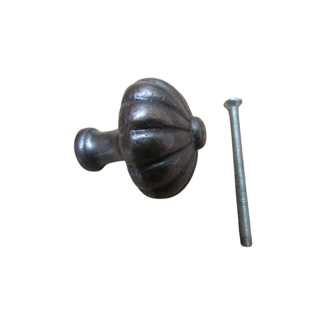 Pumpkin Fluted Cabinet Knob Antique Iron 32mm
