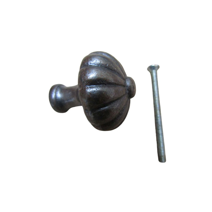 Pumpkin Fluted Cabinet Knob Antique Iron 32mm
