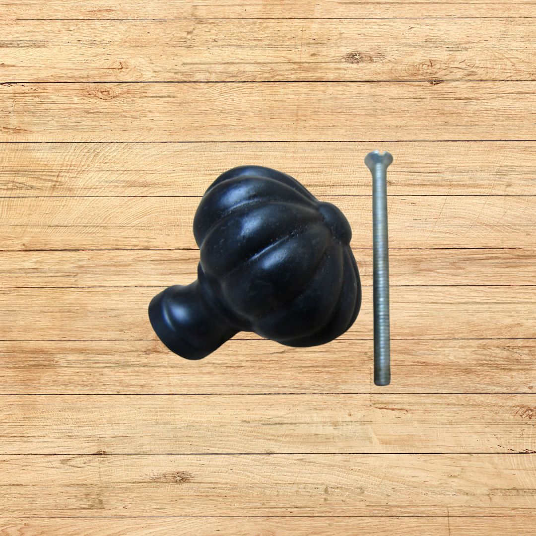 Pumpkin Fluted Cabinet Knob Black Antique 32mm
