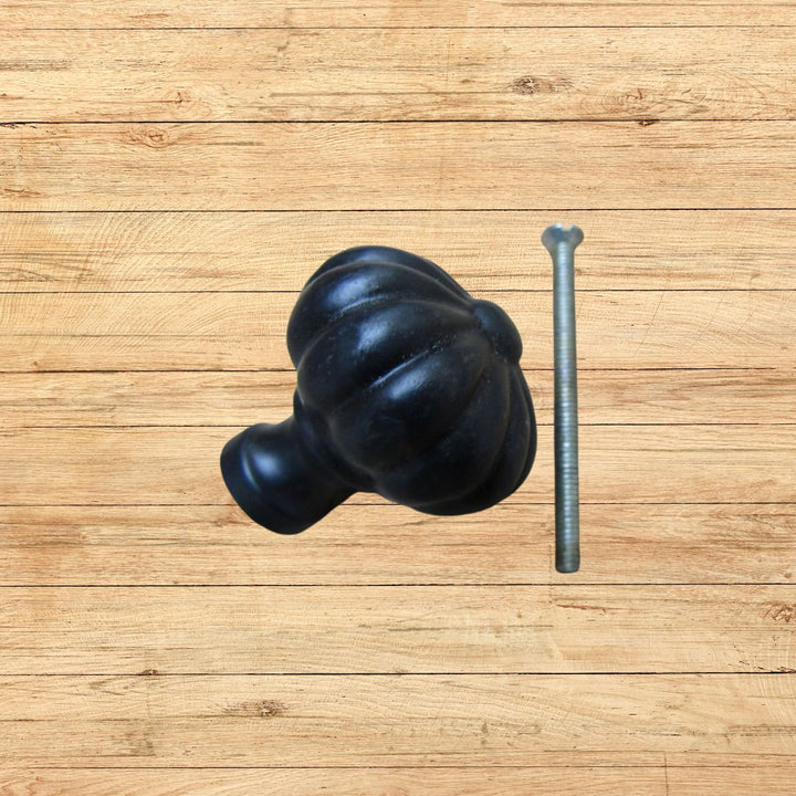 Pumpkin Fluted Cabinet Knob Black Antique 32mm
