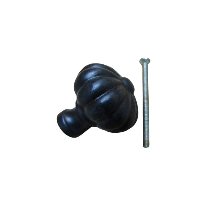 Pumpkin Fluted Cabinet Knob Black Antique 32mm

