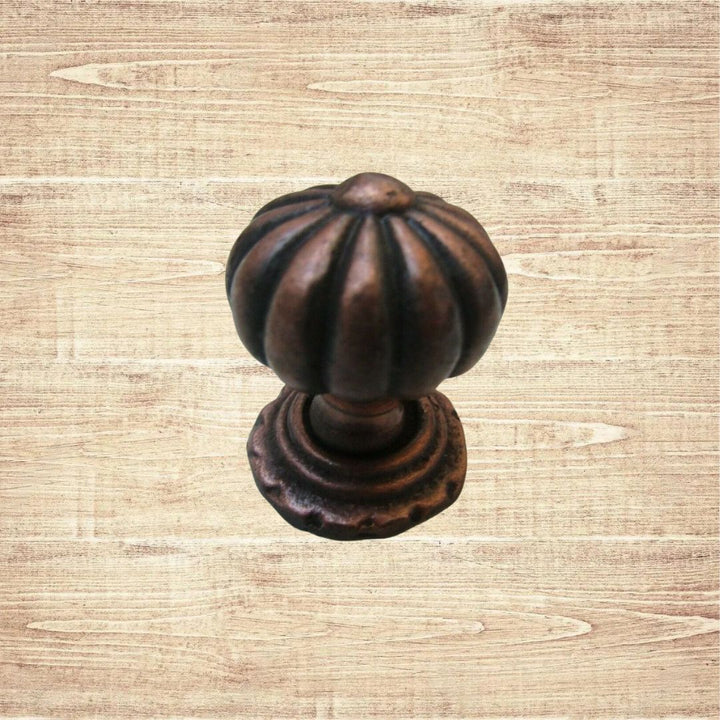 Pumpkin with Base Cabinet Knob Antique Copper 32mm