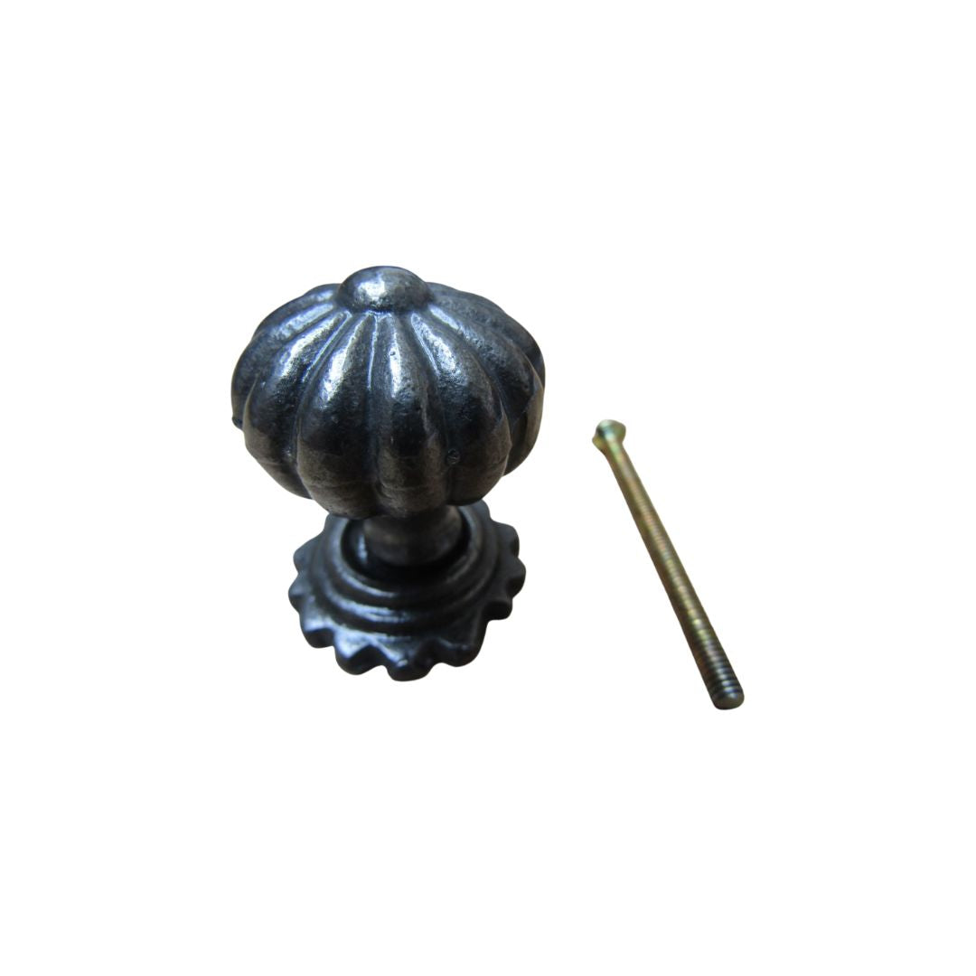 Pumpkin with Base Cabinet Knob Antique Iron 32mm
