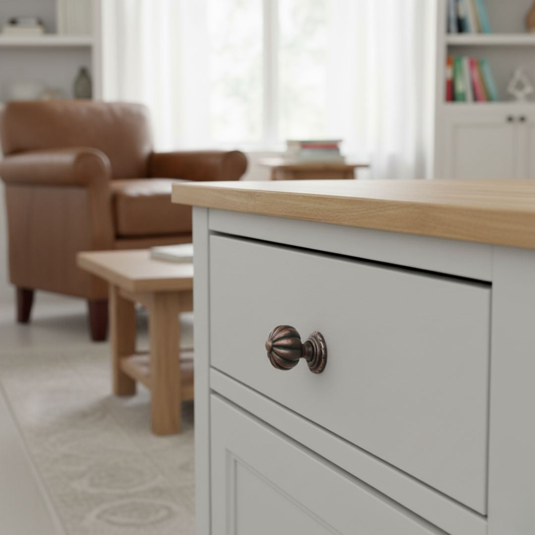 Pumpkin with Base Cabinet Knob Antique Copper 32mm