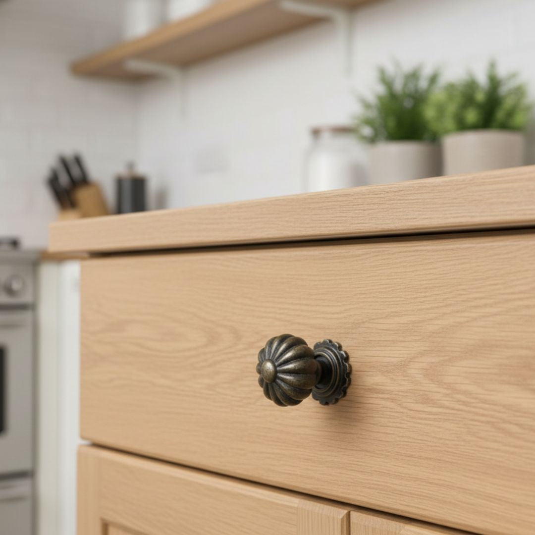 Pumpkin with Base Cupboard Knob Antique Brass 32mm
