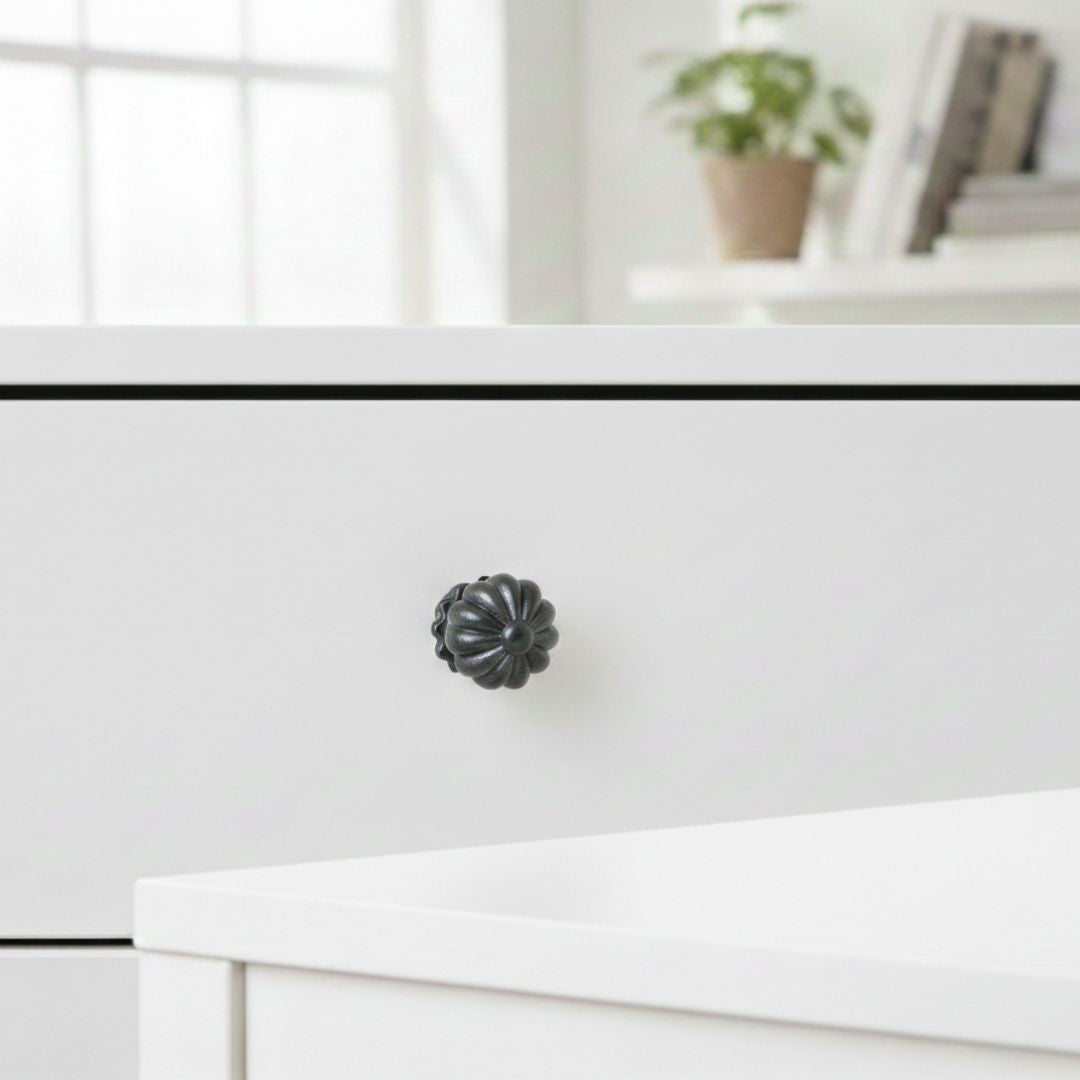 Pumpkin with Base Cupboard Knob Black Antique 32mm
