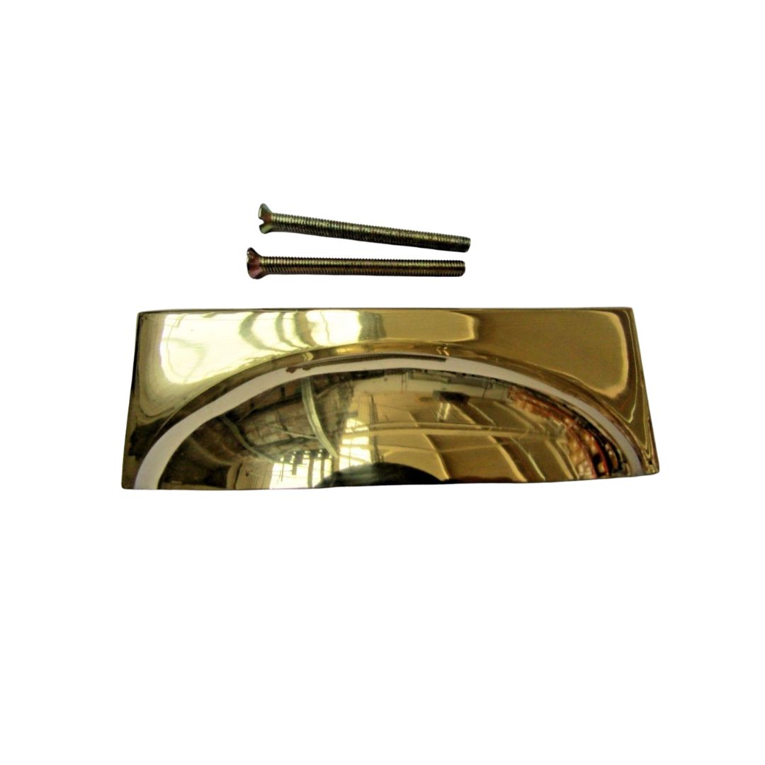 Polished Brass Rear Fix Rectangular Cup Pull