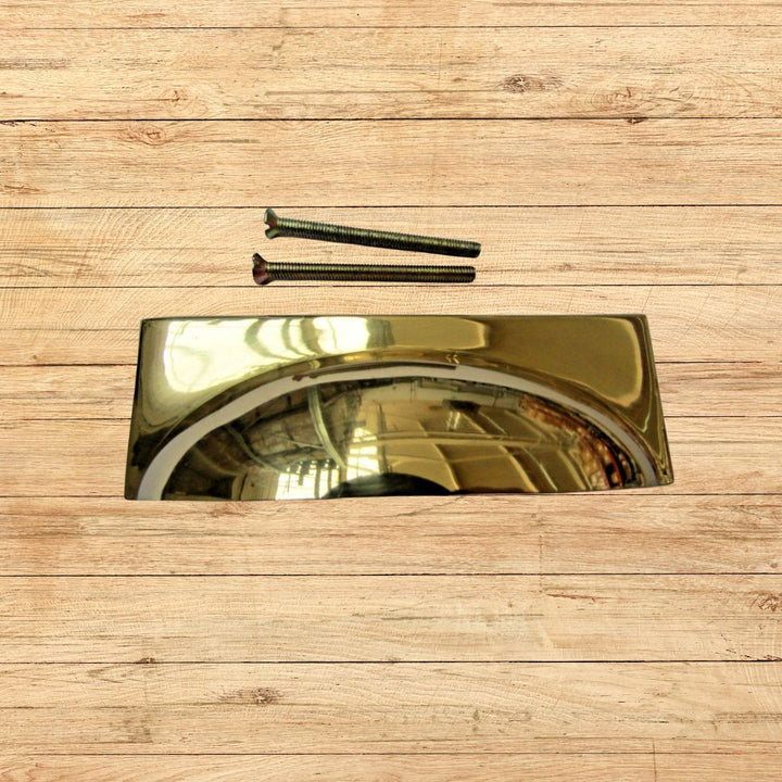 Polished Brass Rear Fix Rectangular Cup Pull