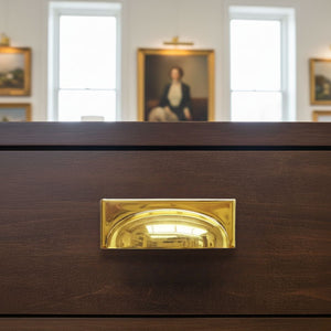 Polished Brass Rear Fix Rectangular Cup Pull