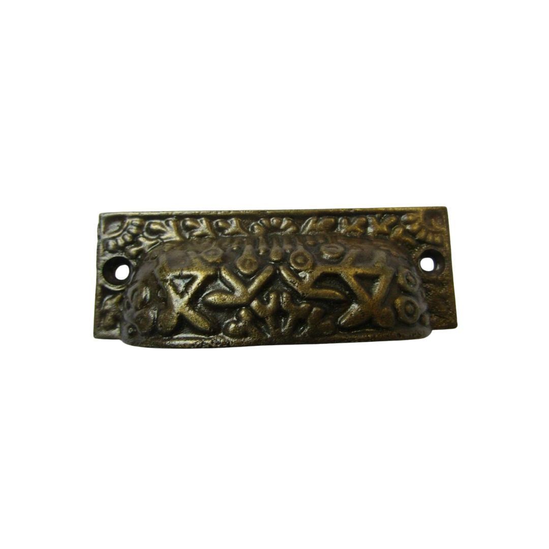 Rectangular Inca Cup handle Antique Brass on Iron
