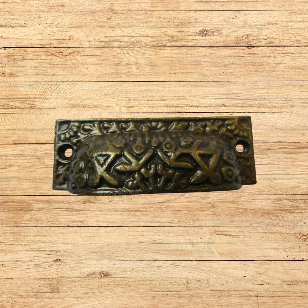 Rectangular Inca Cup handle Antique Brass on Iron
