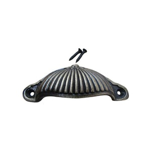 Ridged Cup Pull Handle Antique Brass
