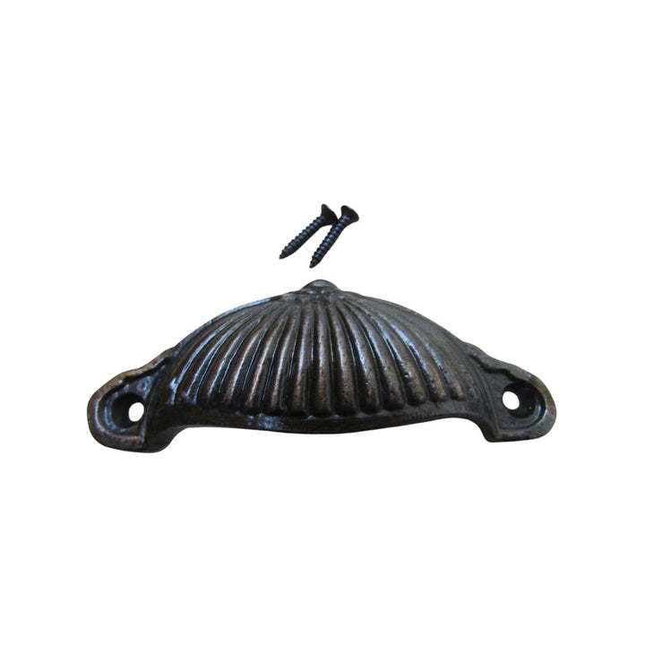 Ridged Cup Pull Handle Antique Copper
