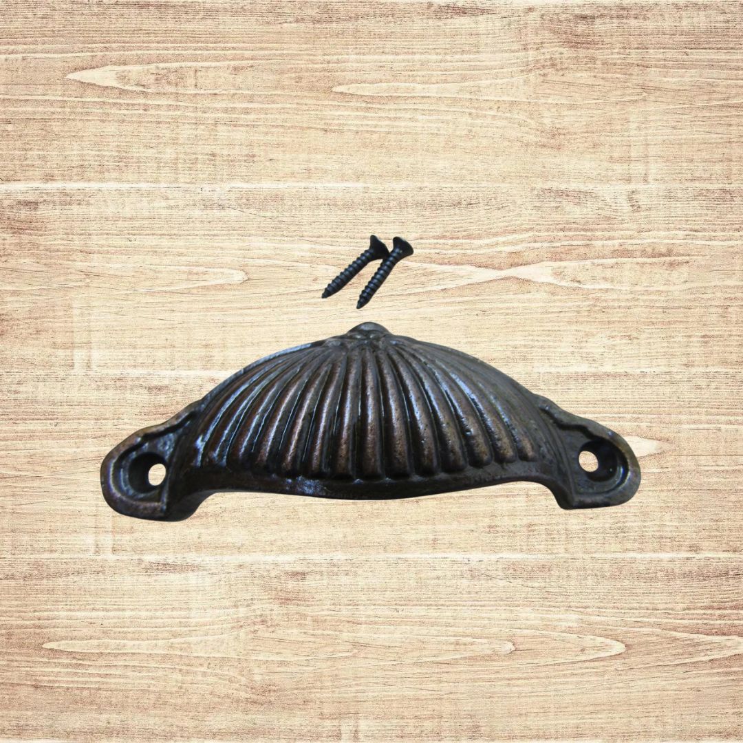 Ridged Cup Pull Handle Antique Copper
