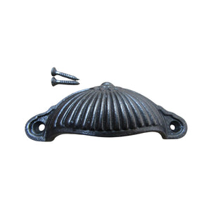 Ridged Cup Pull Handle Antique Iron
