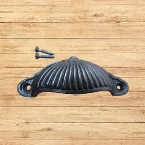 Ridged Cup Pull Handle Antique Iron
