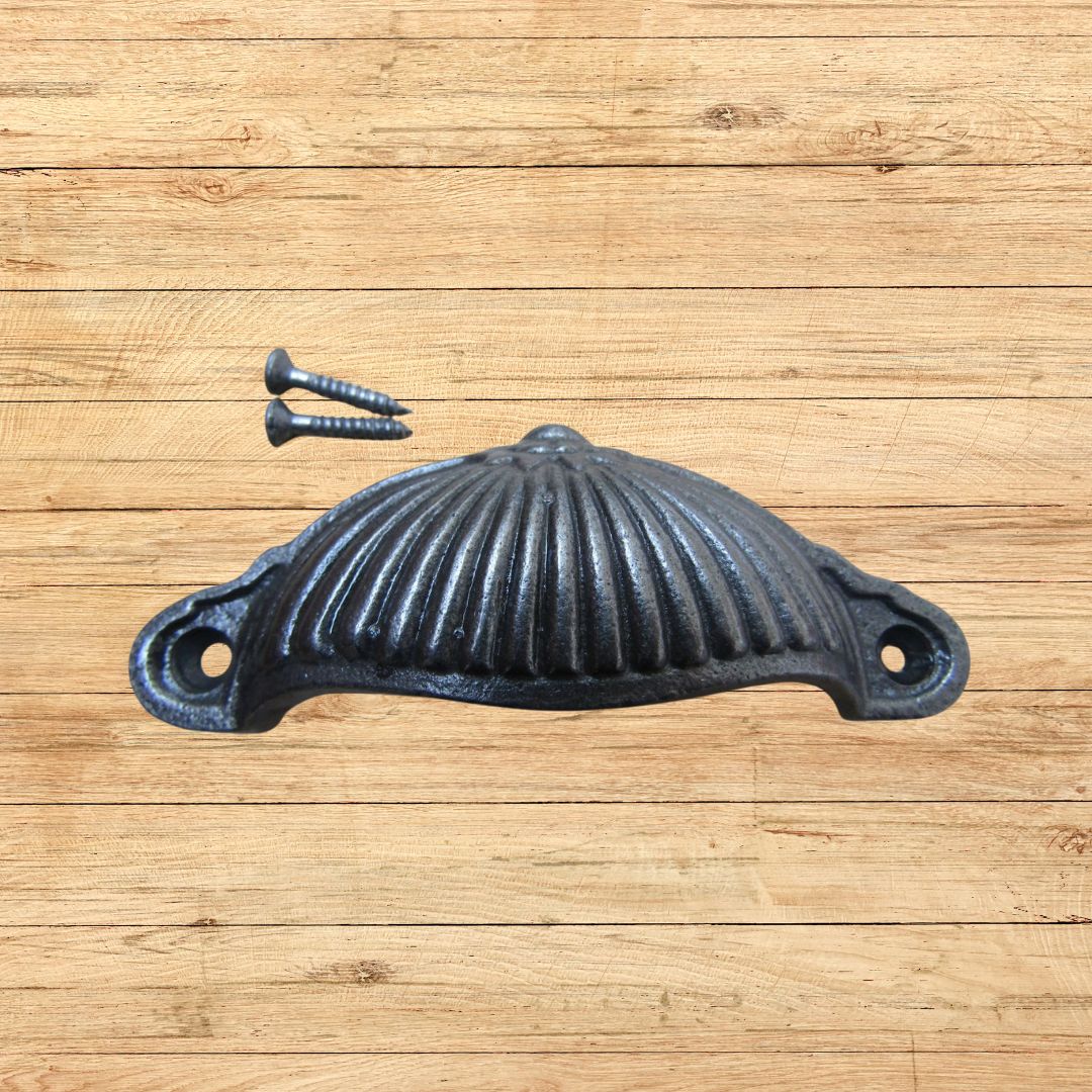 Ridged Cup Pull Handle Antique Iron
