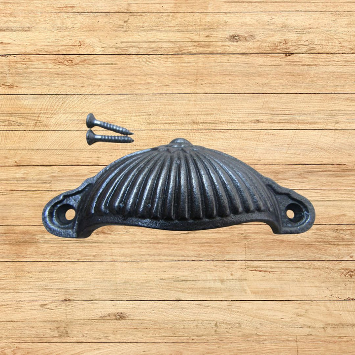 Ridged Cup Pull Handle Antique Iron
