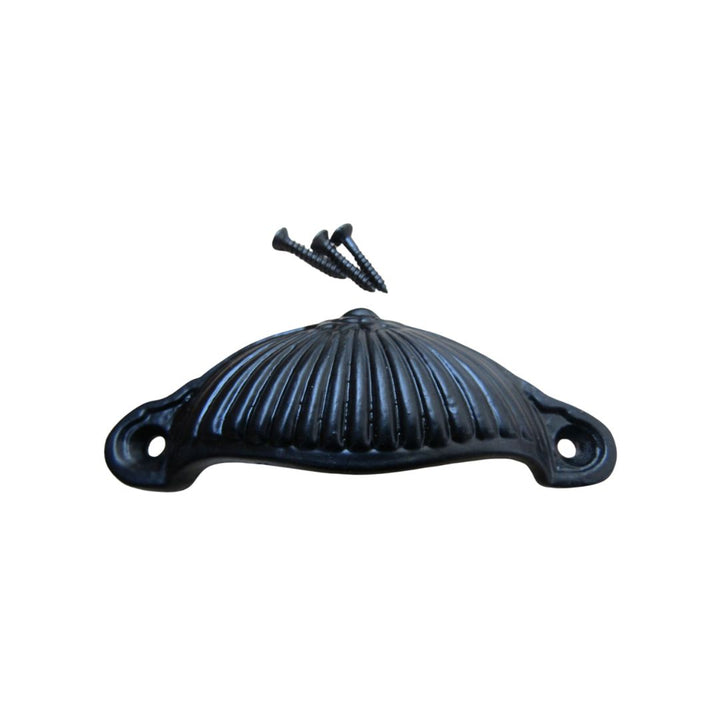Ridged Cup Pull Handle Black Antique
