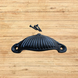 Ridged Cup Pull Handle Black Antique
