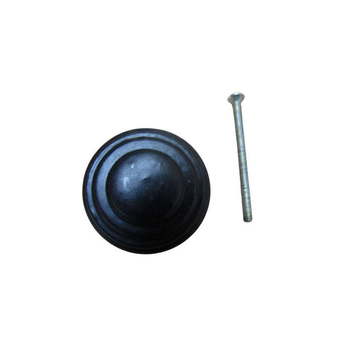 Rimmed Cabinet Knob Black Antique
