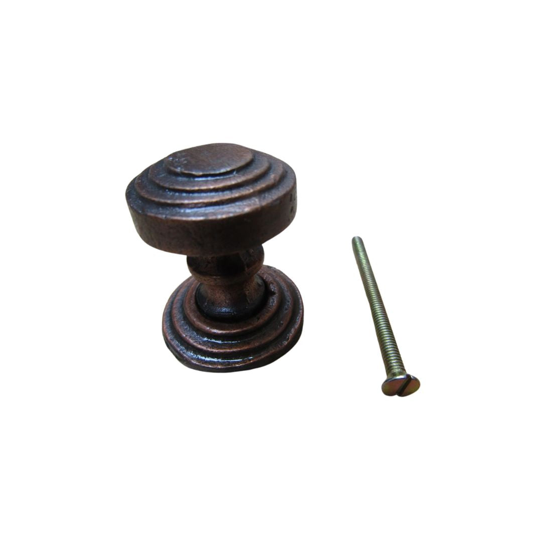Rimmed with Backplate Cabinet Knob Antique Copper 32mm
