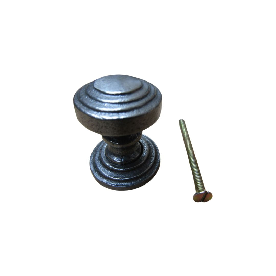 Rimmed with Backplate Cabinet Knob Antique Iron 32mm
