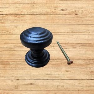Rimmed with Backplate Cabinet Knob Black Antique 32mm
