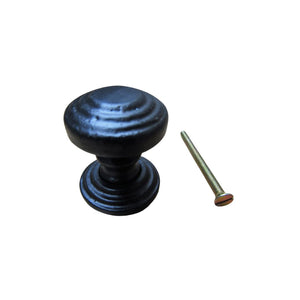 Rimmed with Backplate Cabinet Knob Black Antique 32mm

