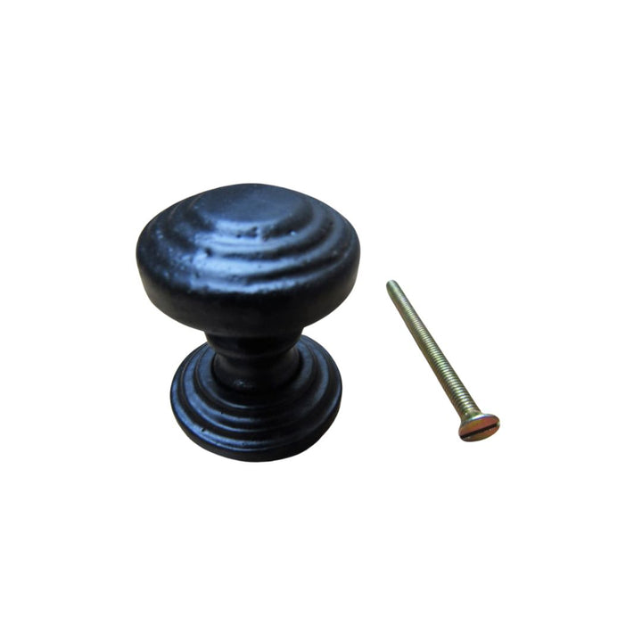 Rimmed with Backplate Cabinet Knob Black Antique 32mm
