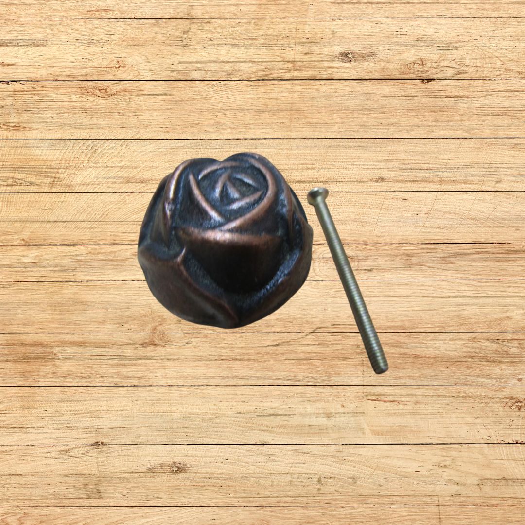 Rose Cabinet Knob Antique Copper 32mm
