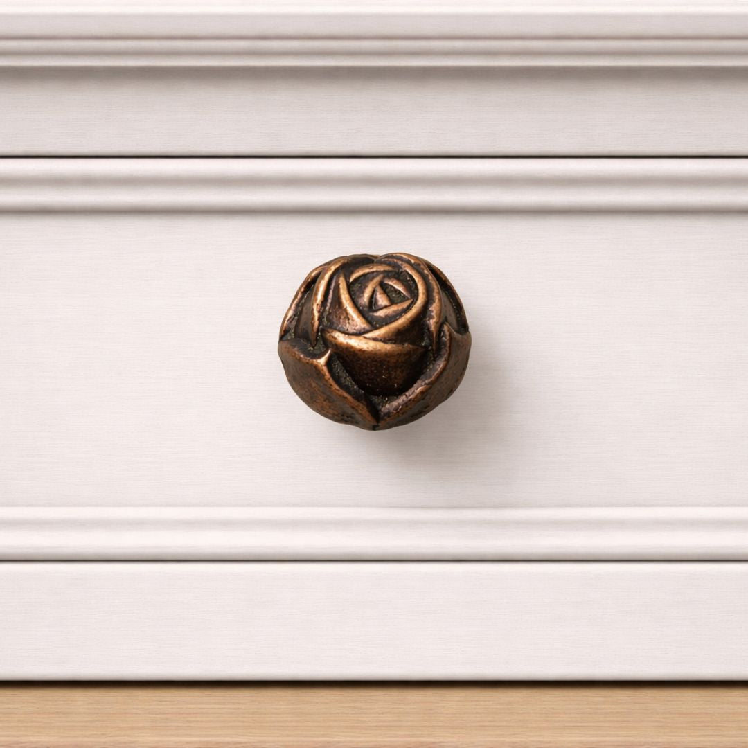 Rose Cabinet Knob Antique Copper 32mm

