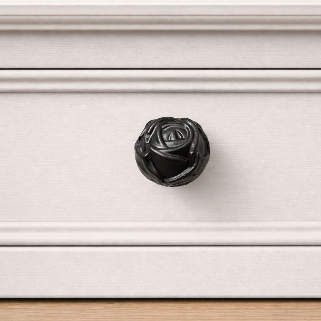 Rose Cabinet Knob Black Antique 32mm
