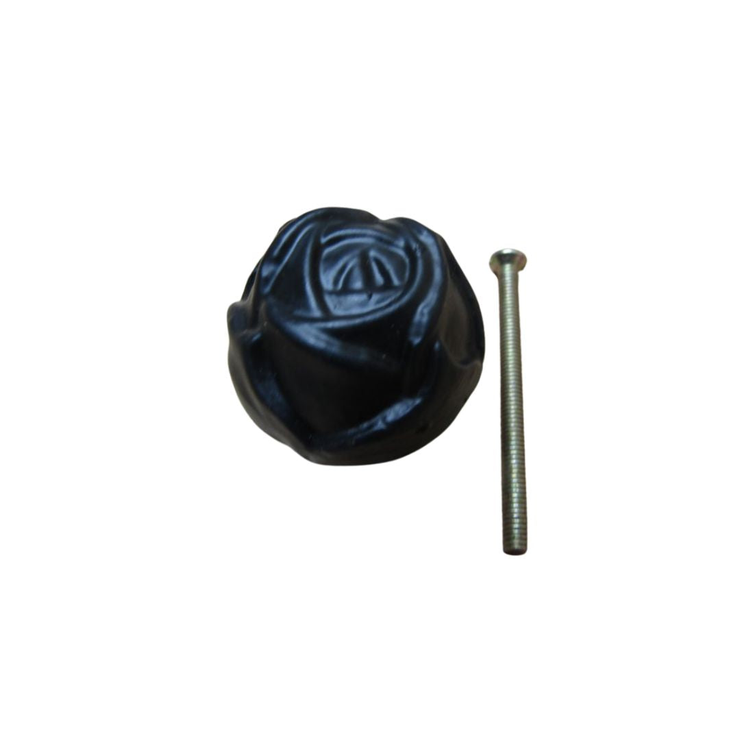 Rose Cabinet Knob Black Antique 32mm
