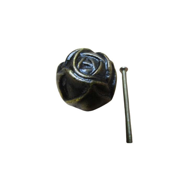 Rose Cupboard Knob Antique Brass 32mm
